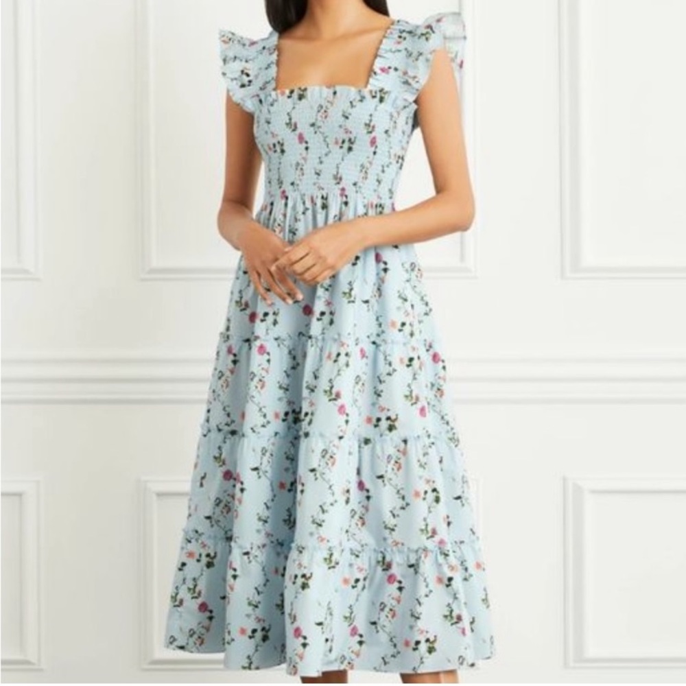 Hill House Home Ellie Nap Dress Pond Floral Poplin Size Small - like new